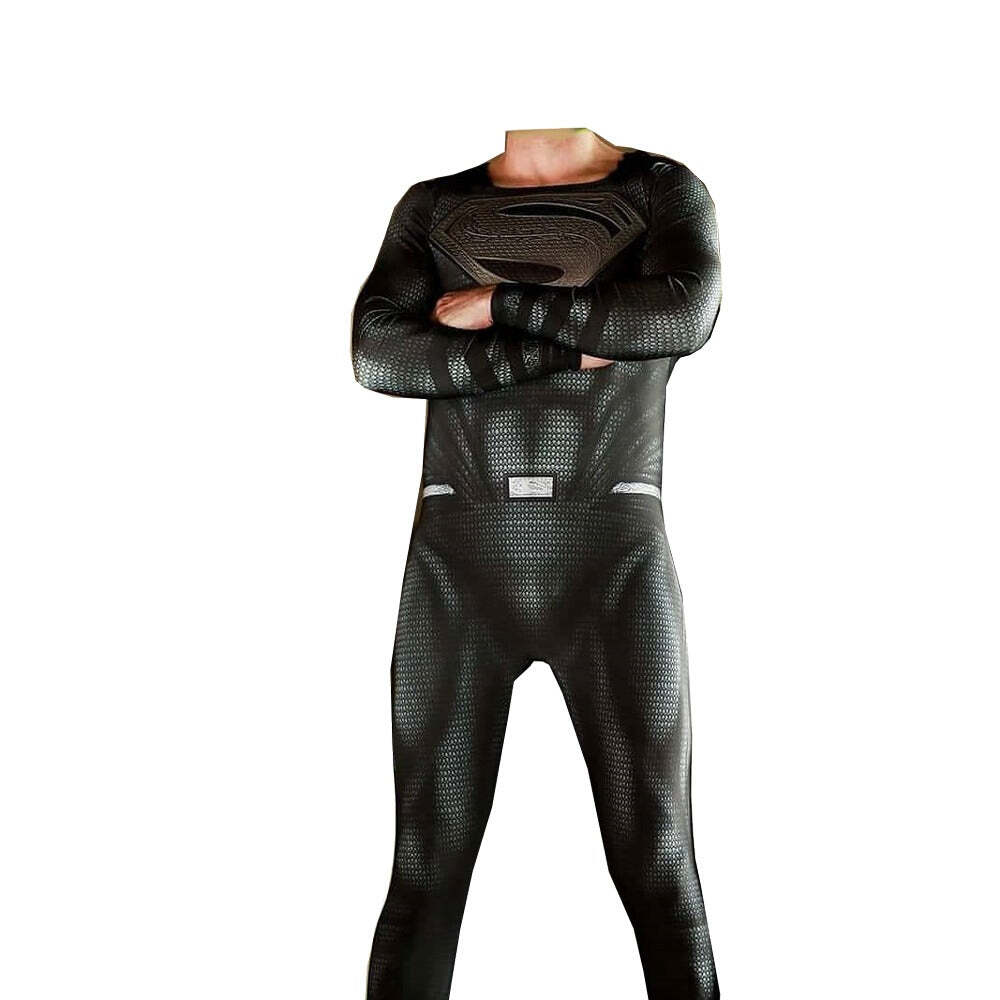 Fantasia Superman Filme Black Adulto Cosplay Traje Luxo Super homem - Imagem 4