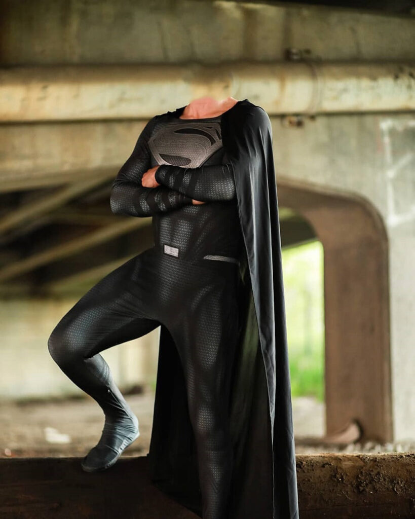 Fantasia Superman Filme Black Adulto Cosplay Traje Luxo Super homem - Imagem 3