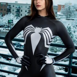 Fantasia Feminina Spider-Woman Mulher Aranha Black Cosplay Traje Luxo