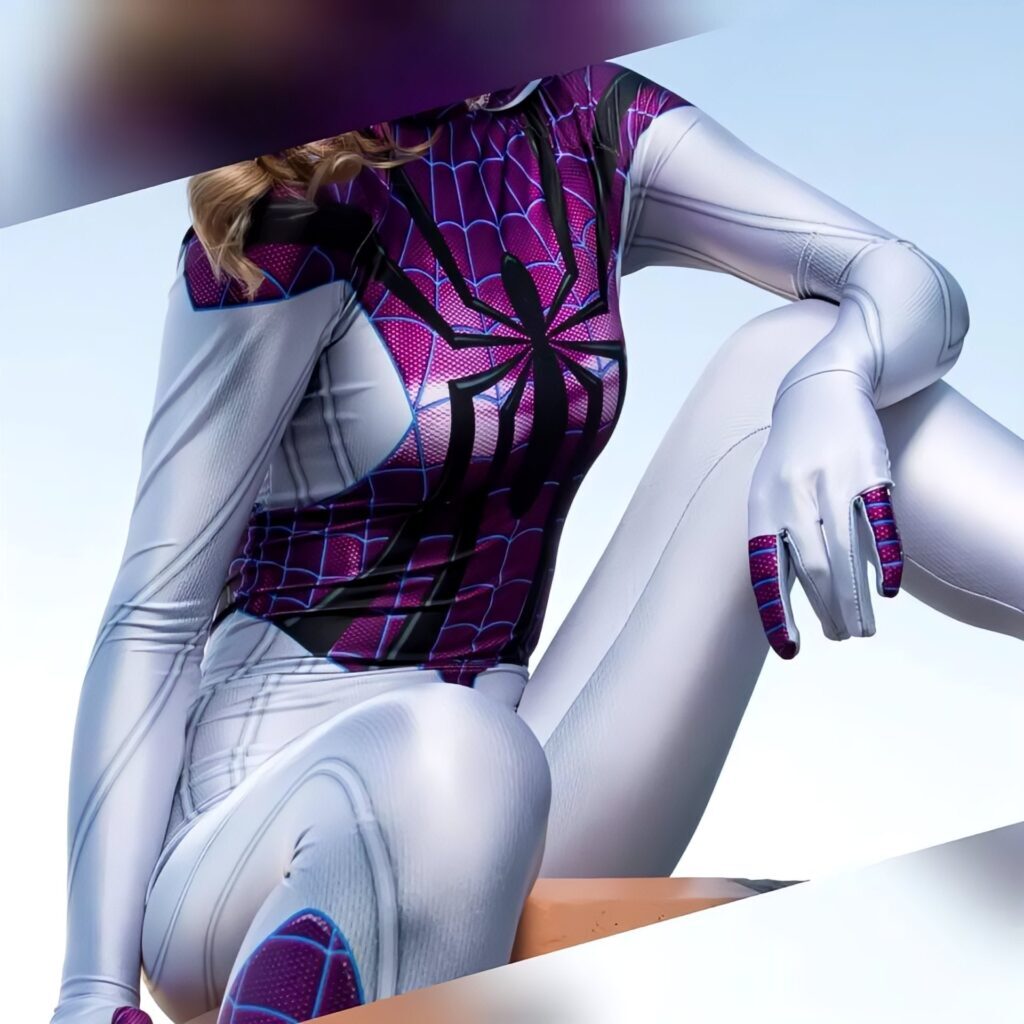 Fantasia Gwen Stacy Mulher-Aranha Cosplay Feminino Luxo Traje Profissional - Imagem 5