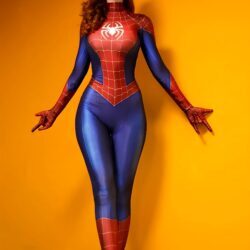 Fantasia Feminina Mulher-Aranha Spider-Woman Cosplay Traje Luxo Profissional