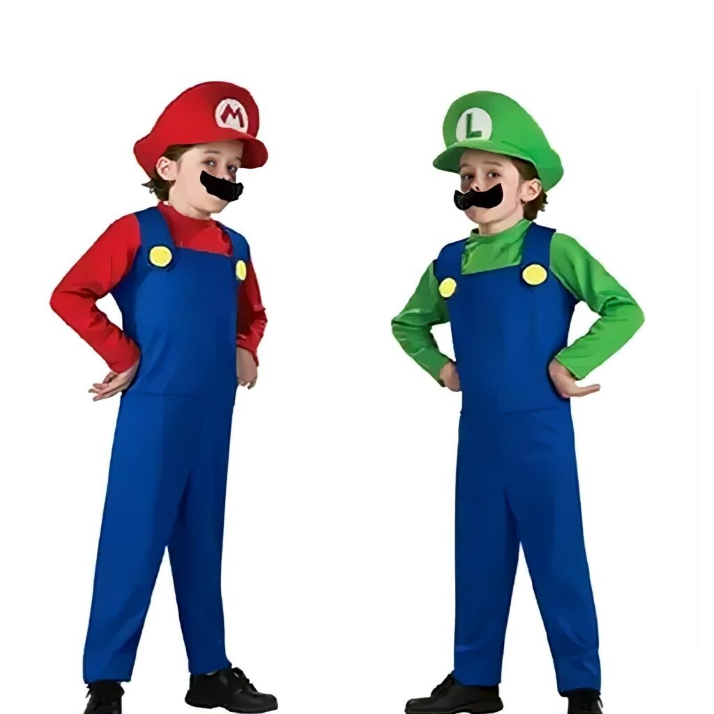Fantasia Cosplay Infantil Luigi Super Mario Bros Traje Luxo Profissional - Imagem 3
