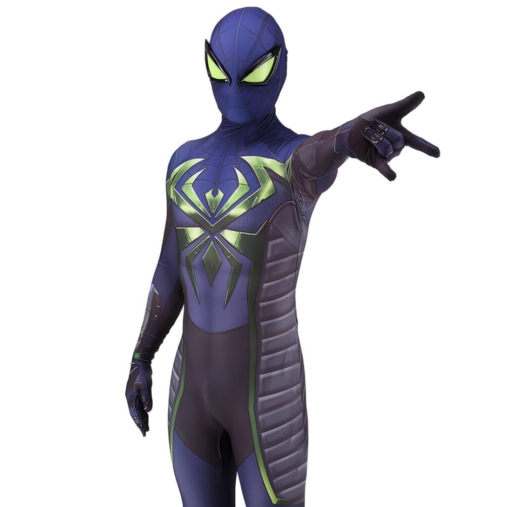 Fantasia Miles Morales Traje Soberania Roxa Game Cosplay Luxo Profissional - Imagem 3