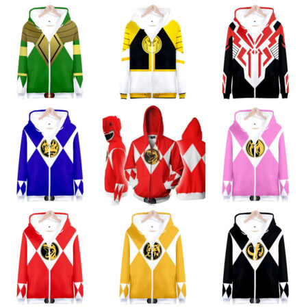 Blusa Jaqueta 3D Com Zíper Ranger Vermelho Power Rangers Mighty Morphin - Image 5