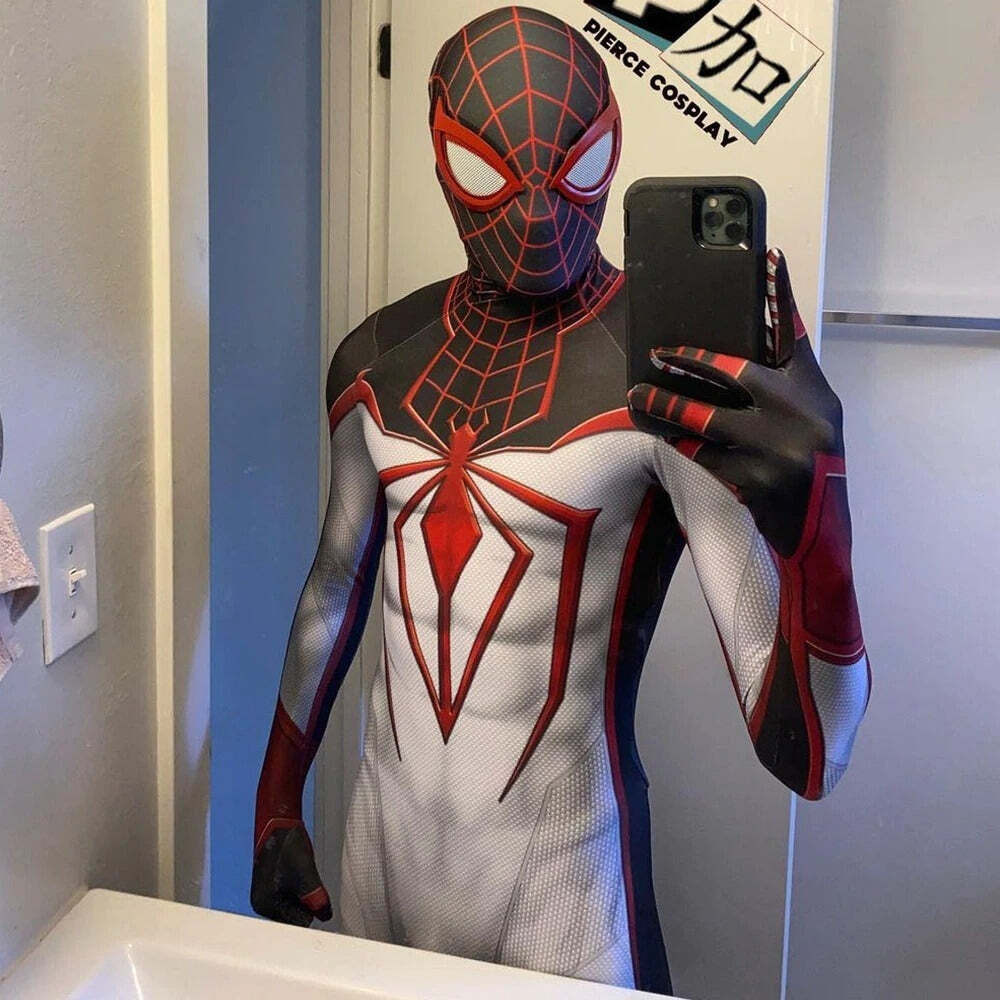 Fantasia Homem-Aranha Miles Morales Game Jogo PS4-PS5 Adulto Cosplay Traje Luxo - Imagem 2