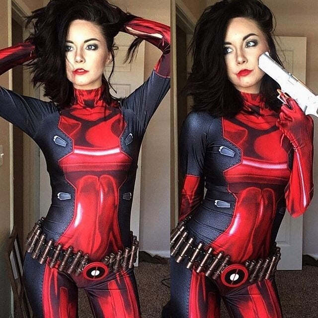 Fantasia Lady Deadpool Cosplay Feminino Luxo Traje Profissional
