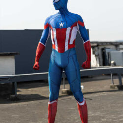 Fantasia Cosplay Homem Aranha Capitão América Traje Luxo Profissional