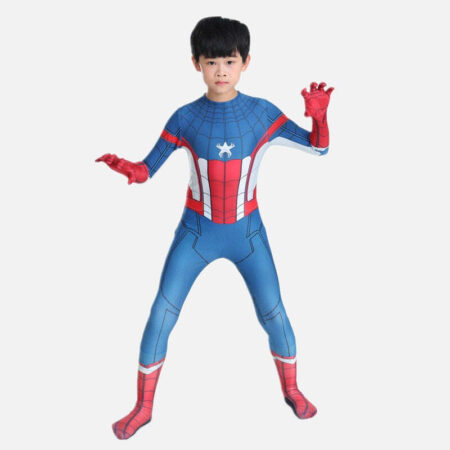 Fantasia Traje Infantil Homem Aranha Capitão América Festas Cosplay Aniversário - Imagem 2