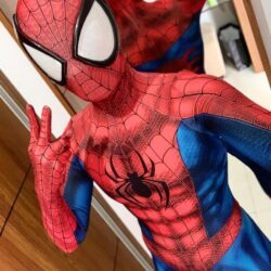 Fantasia Homem Aranha Peter Parker HQ's Big Eyes Cosplay Traje Luxo profissional