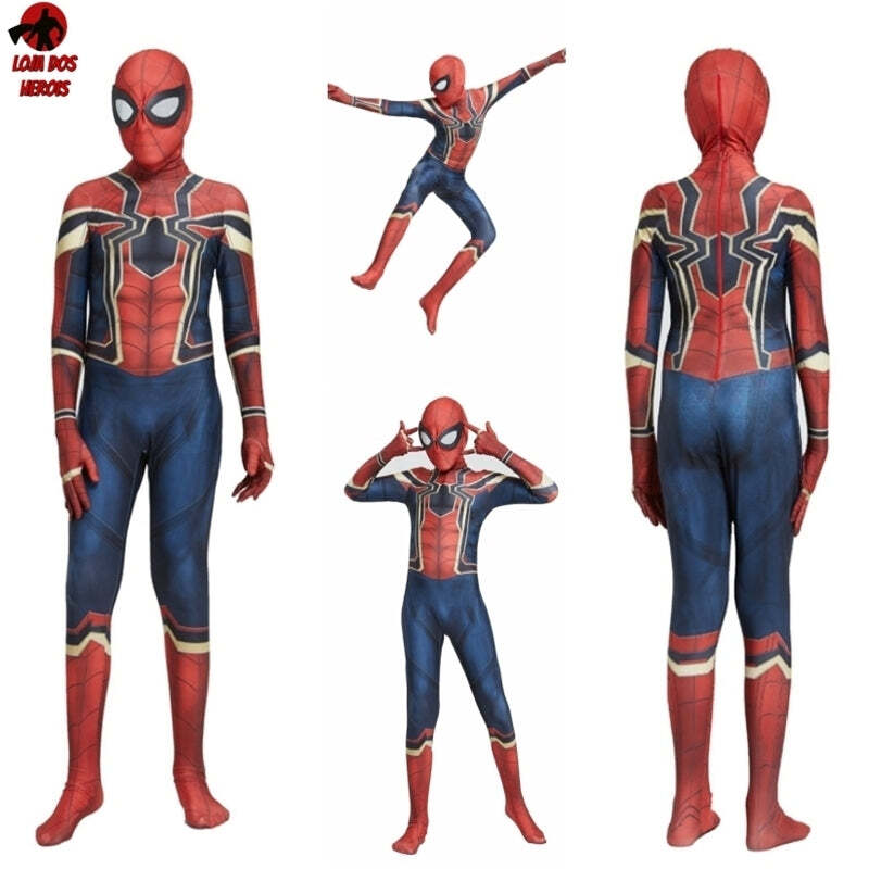 Fantasia Cosplay Heróis Infantil Homem Aranha De Ferro Eventos Traje