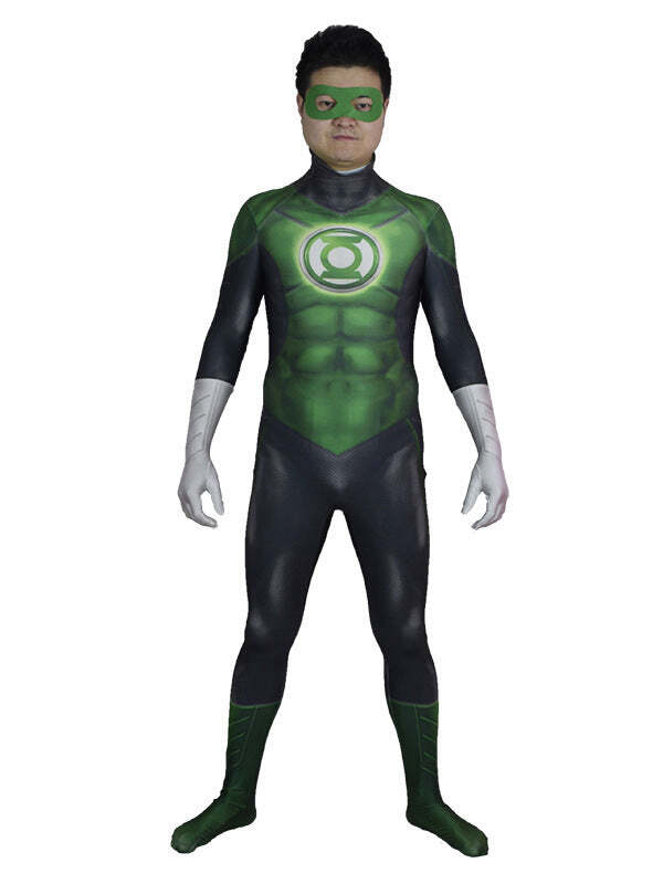 Fantasia Masculina Lanterna Verde Clássico Adulto Cosplay Traje Luxo