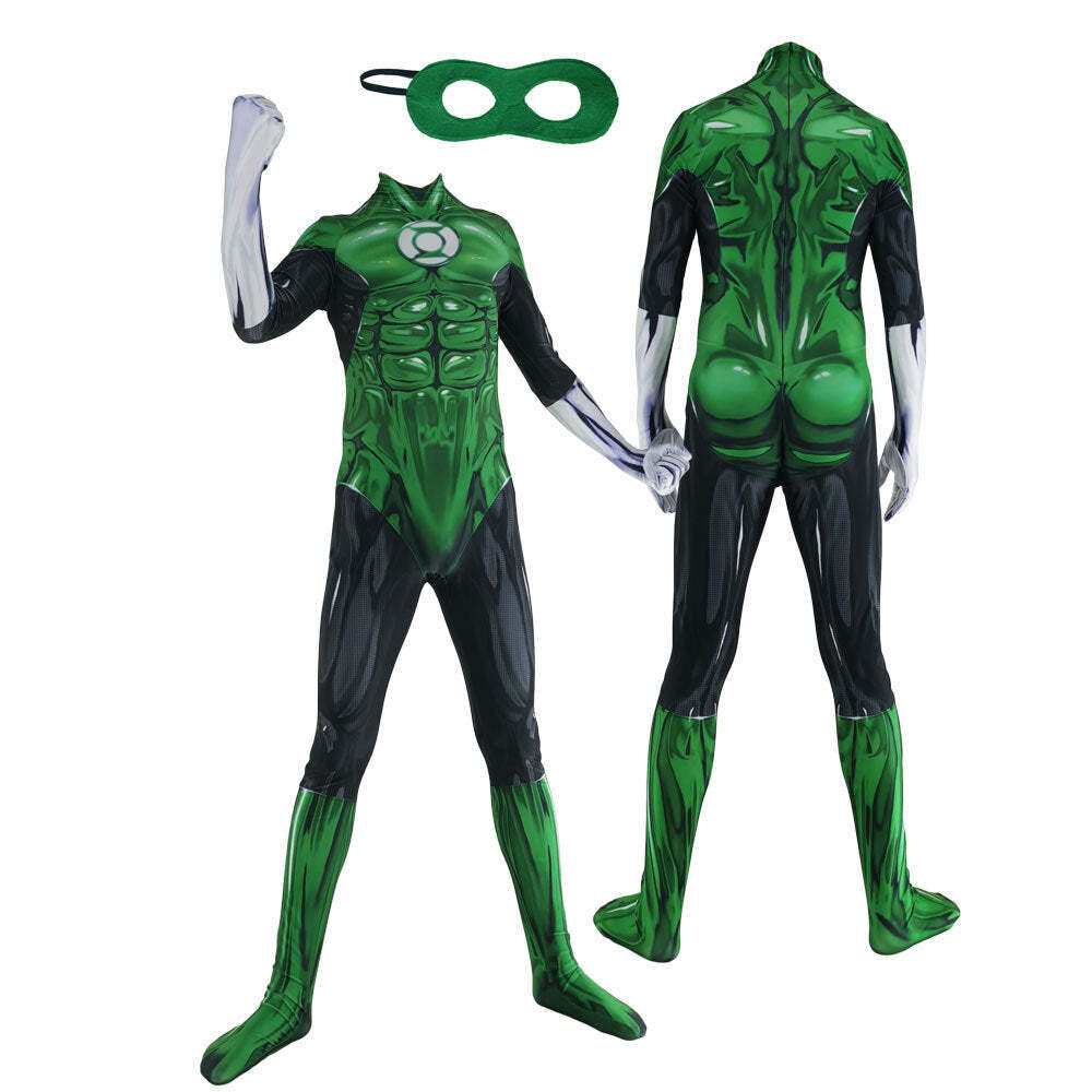 Fantasia Masculina Lanterna Verde Adulto Cosplay Traje Luxo