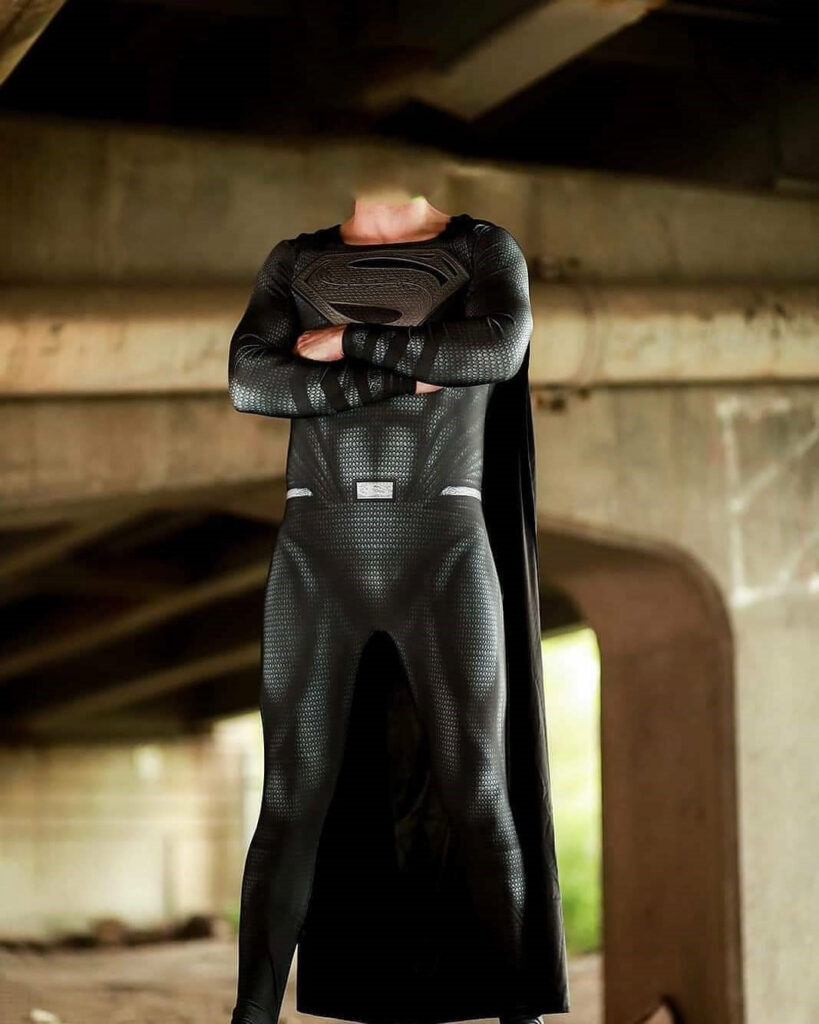 Fantasia Superman Filme Black Adulto Cosplay Traje Luxo Super homem - Imagem 2