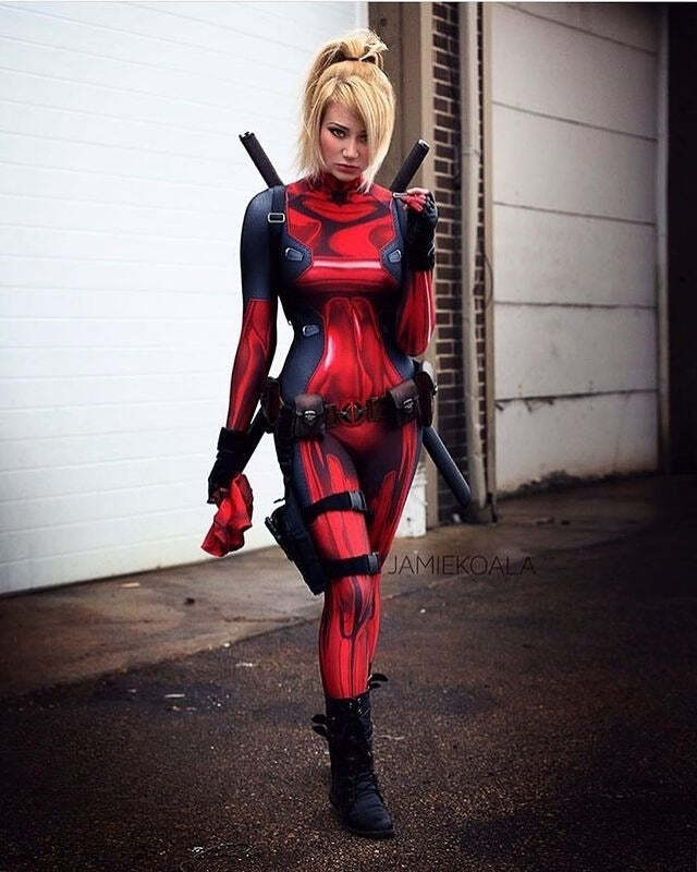 Fantasia Lady Deadpool Cosplay Feminino Luxo Traje Profissional - Imagem 2