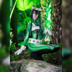 Fantasia Feminina Tsuyu Asui My Hero Academia Traje Luxo Cosplay Mulheres