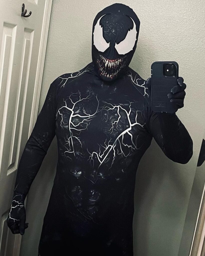 Fantasia Venom Simbionte Hq Adulto Cosplay Traje Luxo
