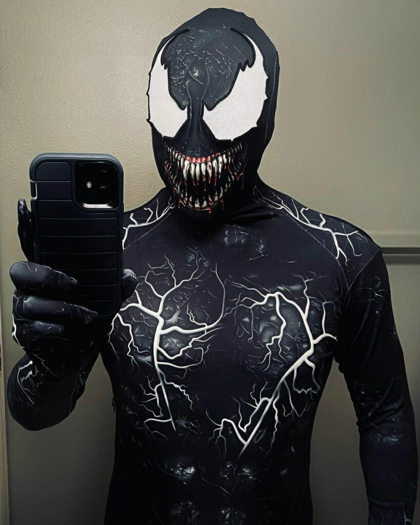 Fantasia Venom Simbionte Hq Adulto Cosplay Traje Luxo - Imagem 4