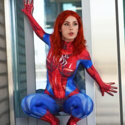 Fantasia Feminina Mary Jane Homem Aranha Adulto Cosplay Traje Luxo