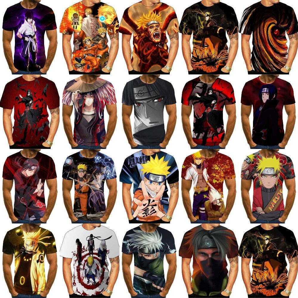 Camisa Camiseta Naruto e Sasuke Naruto Shippuden Anime Impressão 3D Full - Imagem 2