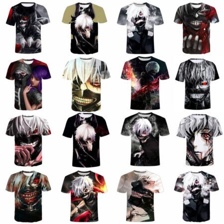 Camisa Camiseta Impressão 3D Tokyo Ghoul - Kaneki White Hair Anime - Image 3