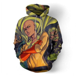 Blusa Jaqueta 3D Full Saitama e Silver Fang Anime One Punch Man Top