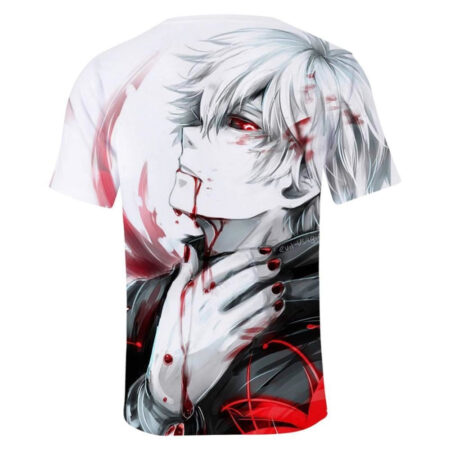 Camisa Camiseta Impressão 3D Tokyo Ghoul - Kaneki White Hair Anime - Image 2