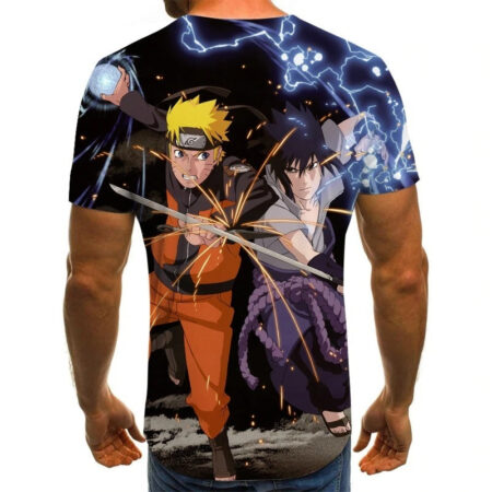 Camisa Camiseta Naruto Vs Sasuke Impressão 3D Anime Naruto Shippuden - Image 2