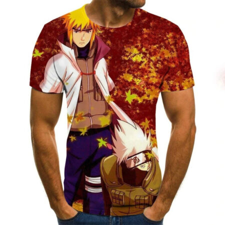 Camisa Camiseta Minato e Kakashi Impressão 3D Anime Naruto Shippuden