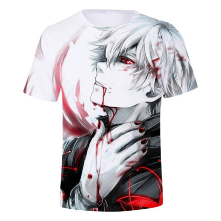 Camisa Camiseta Impressão 3D Tokyo Ghoul - Kaneki White Hair Anime