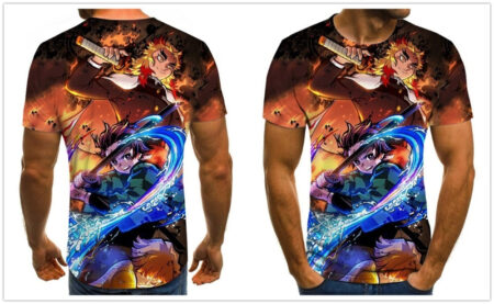 Camisa Camiseta Tanjiro e Rengoku Demon Slayer Anime Impressão 3D Full - Image 2