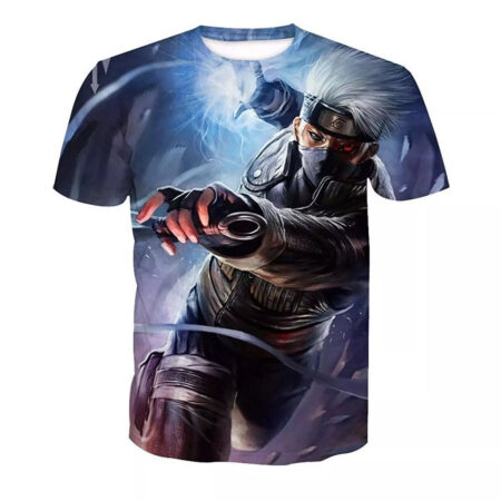 Camisa Camiseta Kakashi Chidori Impressão 3D Anime Naruto Shippuden