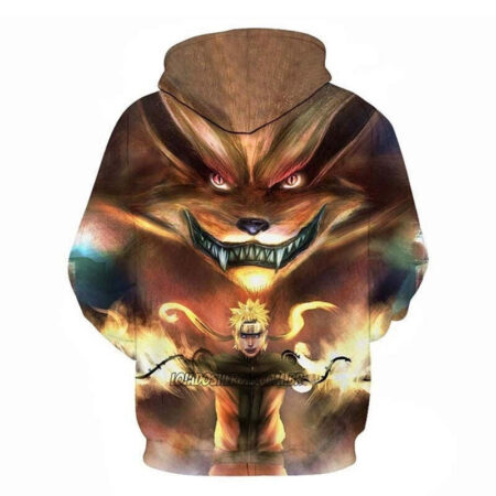 Blusa Jaqueta 3D Naruto e Kyuubi Anime Touca Canguru - Imagem 2