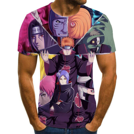 Camisa Camiseta Membros Akatsuki Naruto Shippuden Anime Impressão 3D Full