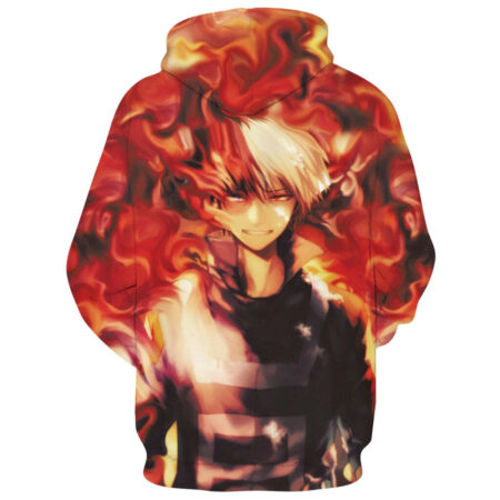 Blusa Jaqueta 3D Full Chamas Todoroki My Hero Academia Anime Top - Imagem 2