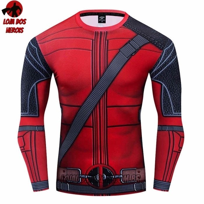 Camisa/Camiseta Hash Guard Deadpool Clássico Manga Compressão Segunda Pele