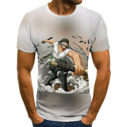 Camisa Camiseta Zoro Batalha One Piece Anime Impressão 3D Full