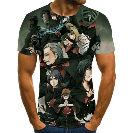 Camisa Camiseta Akatsuki Naruto Shippuden Anime Impressão 3D Full