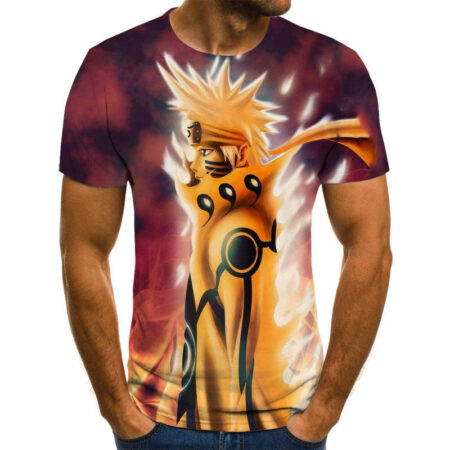 Camisa Camiseta Naruto Modo Kurama Naruto Shippuden Anime Impressão 3D Full