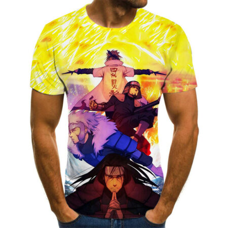 Camisa Camiseta Hokages Naruto Shippuden Anime Impressão 3D Full