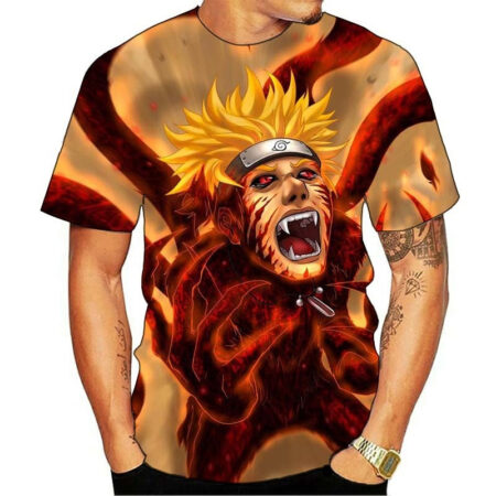 Camisa Camiseta Naruto Kurama Naruto Shippuden Anime Impressão 3D Full