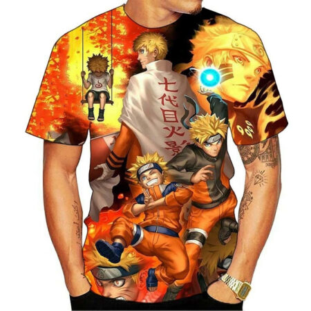 Camisa Camiseta Naruto Uzumaki Naruto Shippuden Anime Impressão 3D Full