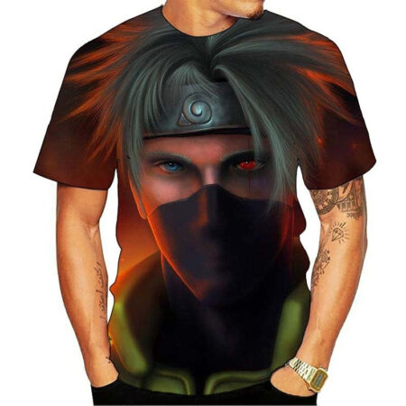 Camisa Camiseta Arte Kakashi Naruto Shippuden Anime Impressão 3D Full