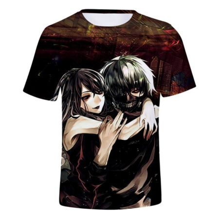 Camisa Camiseta Impressão 3D Tokyo Ghoul - Rize e Kaneki Anime