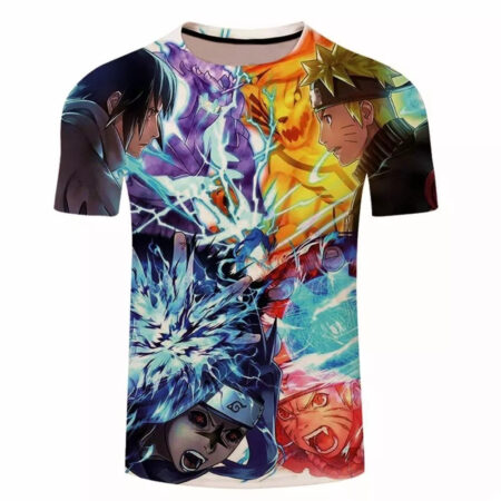 Camisa Camiseta Sasuke e Naruto Batalha Impressão 3D Anime Naruto