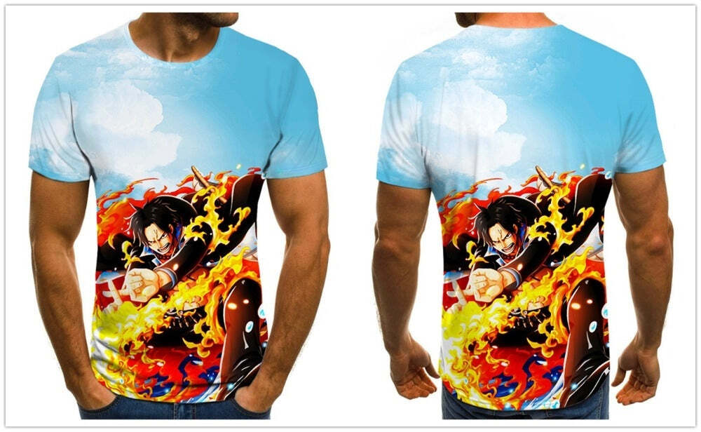 Camisa Camiseta Portgas D. Ace One Piece Anime Impressão 3D Full - Imagem 2