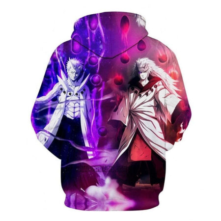 Blusa Jaqueta 3D Obito e Madara Uchiha Naruto Anime Touca Canguru - Imagem 2