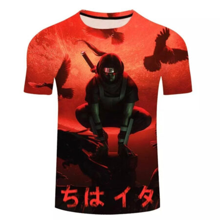 Camisa Camiseta Itachi e Corvos Impressão 3D Anime Naruto Shippuden