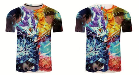 Camisa Camiseta Sasuke e Naruto Batalha Impressão 3D Anime Naruto - Image 2