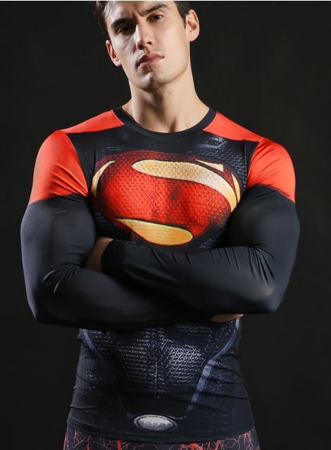 Camisa / Camiseta Hash Guard Superman Red Manga Compressão
