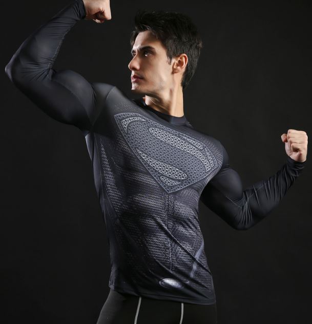 Camisa / Camiseta Hash Guard Superman Black Manga Compressão - Imagem 2